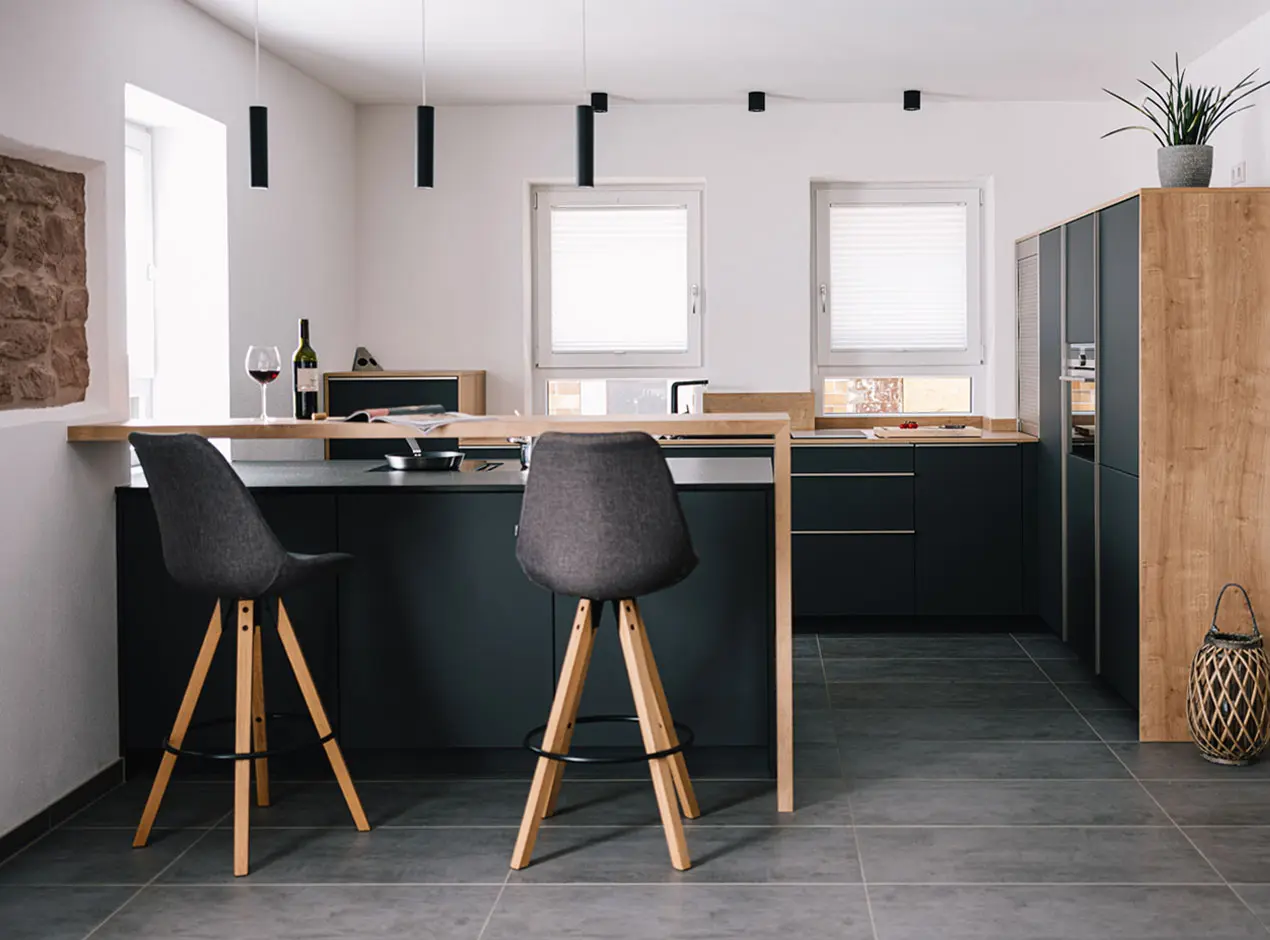 breakfast bar in kitchen